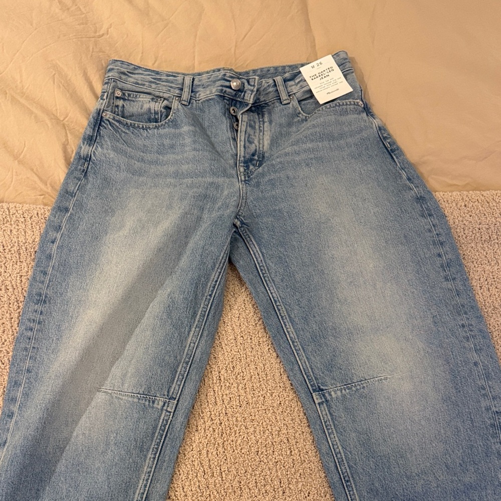 Madewell Barrel Faded Blue Cropped Jeans
